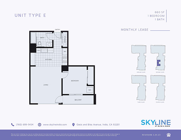 Skyline 1 Bedroom Floor Plan